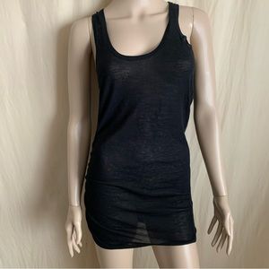 Vince black linen knit sleeveless mini wiggle dress / beach club vacation